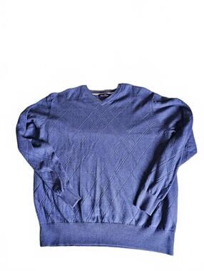 Alan Flusser Cotton Cashmere V-Neck Sweater Large